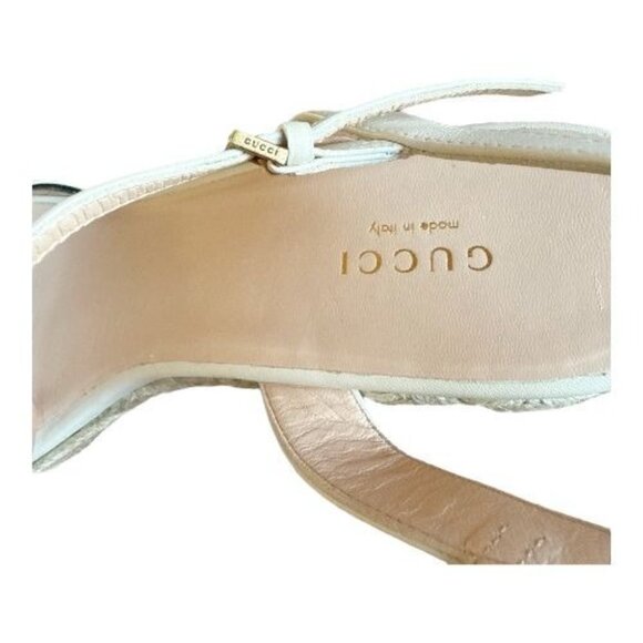 GUCCI Lifford GG Marmont White Leather Espadrille Wedge Sandal EU 41 US 11 Aitan - Picture 7 of 7